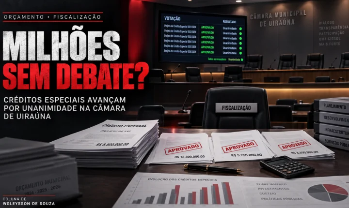 Câmara aprova milhões sem debate visível e levanta dúvidas sobre o planejamento orçamentário de Uiraúna