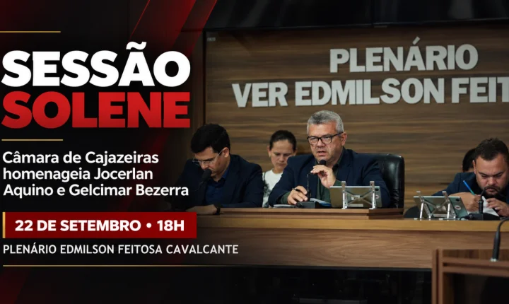 Câmara de Cajazeiras realizará sessão solene para conceder títulos a Jocerlan Aquino e Gelcimar Bezerra