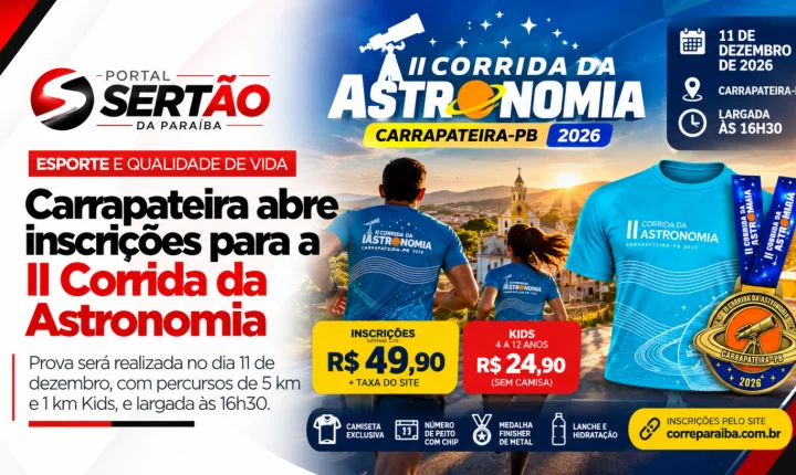 Carrapateira abre inscrições para a II Corrida da Astronomia; prova será realizada em 11 de dezembro