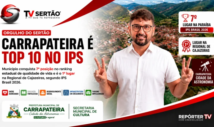 Carrapateira entra no Top 10 da Paraíba em qualidade de vida e lidera ranking regional