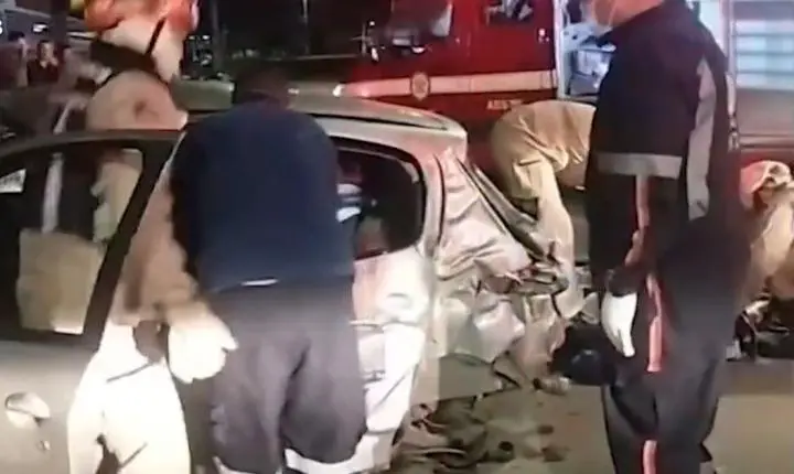 Acidente em João Pessoa deixa criança e três mulheres feridas após carro colidir com muro