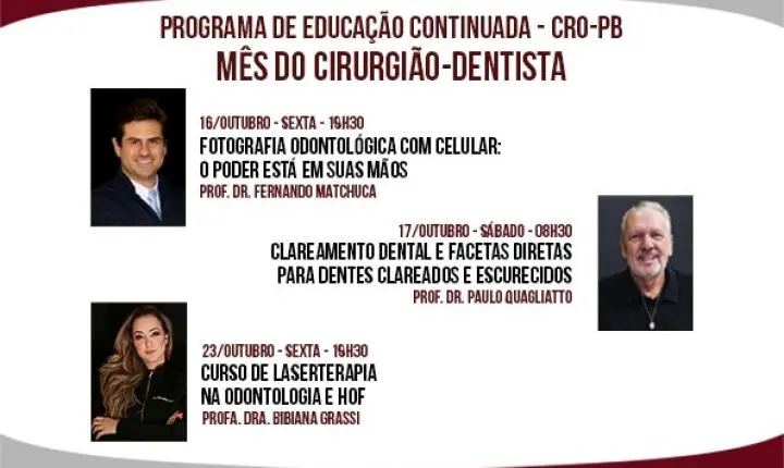 CRO-PB promove cursos gratuitos em comemoração ao mês do cirurgião dentista