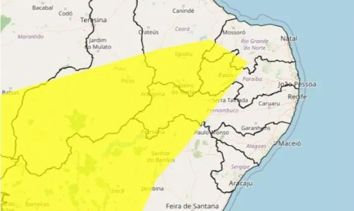 Inmet divulga alerta amarelo de baixa umidade para 78 municípios da Paraíba