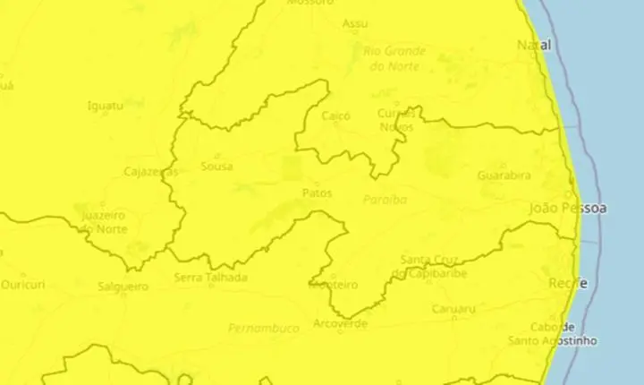 Inmet emite alerta de vendaval para todas as cidades da Paraíba