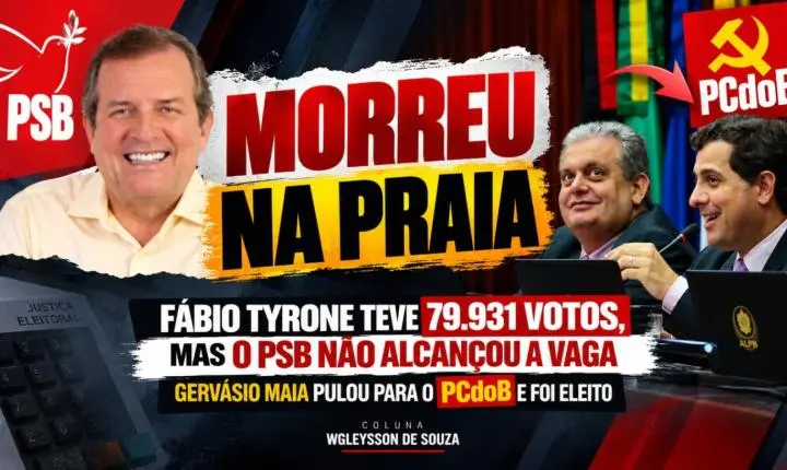 Morreu na praia: Fábio Tyrone teve quase 80 mil votos, mas o PSB ficou sem a vaga
