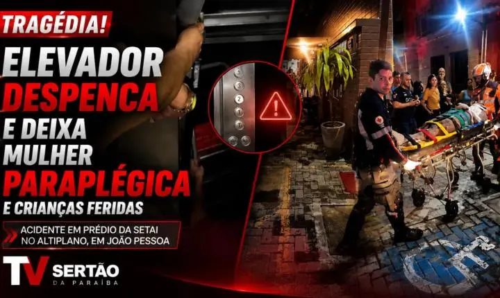 Mulher fica paraplégica após queda de elevador em prédio de luxo no Altiplano, em João Pessoa