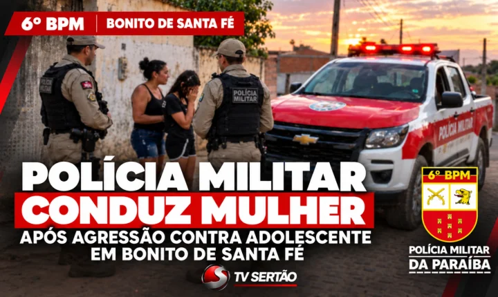 Polícia Militar conduz mulher após agressão contra adolescente em Bonito de Santa Fé