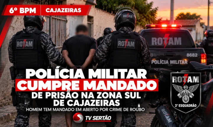 Polícia Militar cumpre mandado de prisão contra homem durante abordagem na zona Sul de Cajazeiras