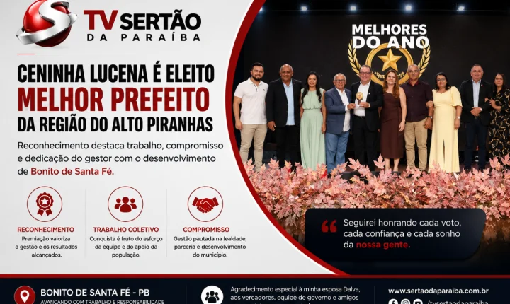 Prefeito de Bonito de Santa Fé celebra prêmio e destaca compromisso com a população