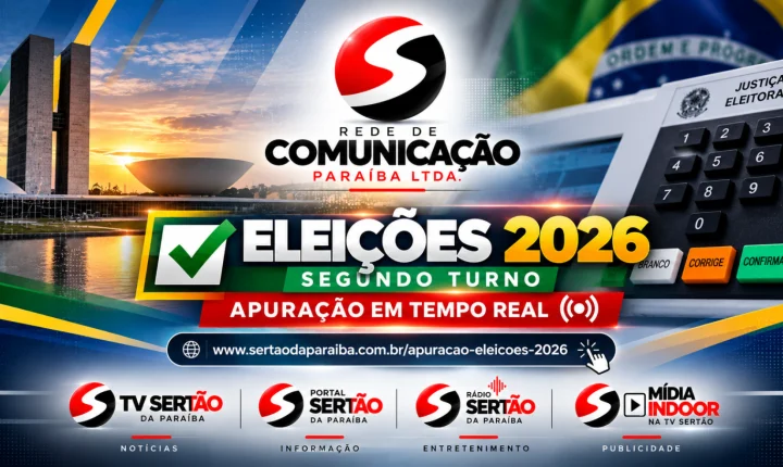 TV e Portal Sertão da Paraíba e Rádio Sertão transmitem apuração do segundo turno das eleições 2026 em tempo real