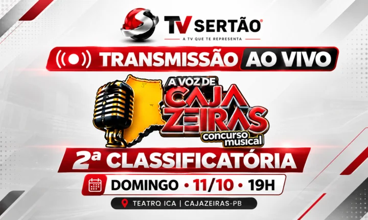 TV Sertão transmite ao vivo a segunda classificatória do concurso A Voz de Cajazeiras neste domingo (11)