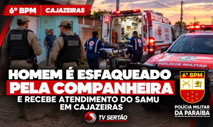 Vítima sofreu golpes no abdômen e em uma das mãos e foi encaminhada ao Hospital Regional de Cajazeiras; mulher deixou o local antes da chegada da PM